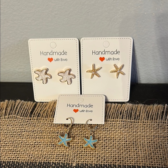 Jewelry - Handmade Starfish Earrings Set - Gold NWT